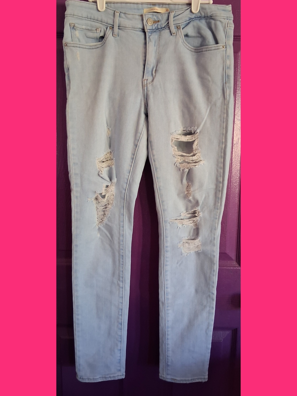 Light Blue Distressed Women's Jeans 30